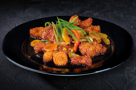 Кисло-сладкая курица с овощами