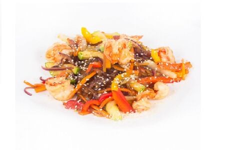 Wok харусамэ с креветками