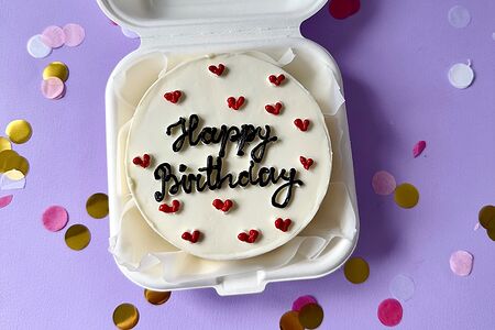 Бенто-торт №4 белый Happy birthday