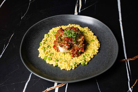 Палтус, птитим, томаты