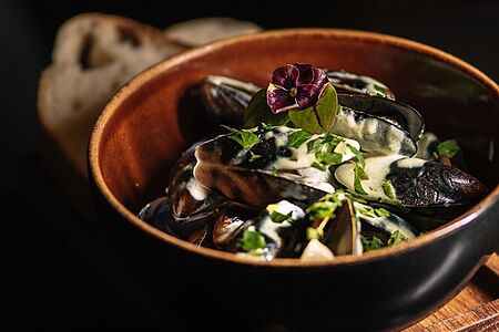 Мидии в сливочном соусе