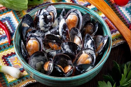 Мидии в сливочно-сырном соусе