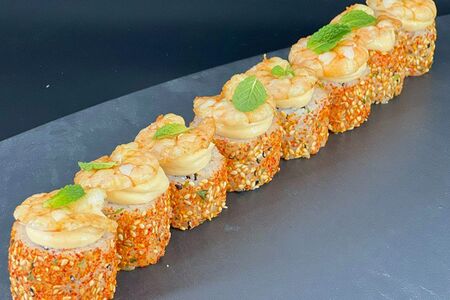 Сичими ролл с креветками и корейским соусом