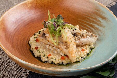 Судак Камский с птитимом в сливочном соусе