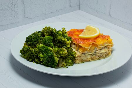 Лазанья рыбная с грибами