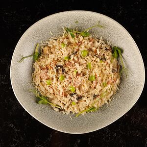 Ризотто с беконом и шампиньонами 