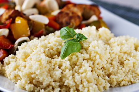 Птитим с опятами в сливочном соусе