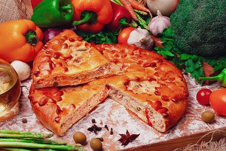 Пирог Семга-овощи