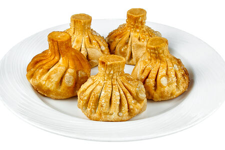 Жареные хинкали с говядиной и свининой