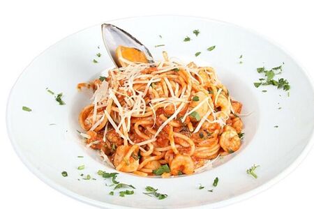 Спагетти с морепродуктами (Томат соус)