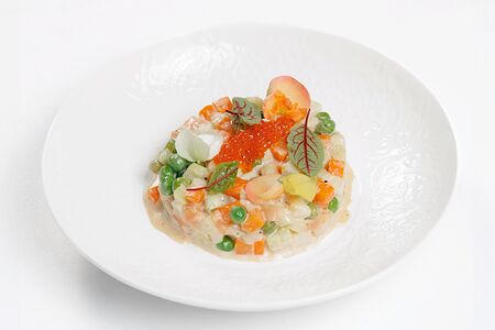 Оливье с лососем и японским майонезом