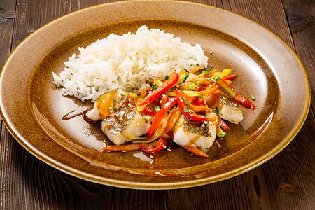 Треска с овощами и рисом (Ланч)