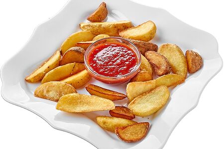 Картофель по-деревенски с кетчупом