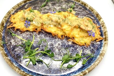 Драники с креветкой