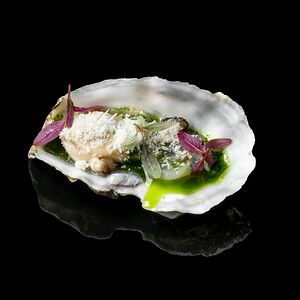 Устрица, классическое масло эскарго, грана падано