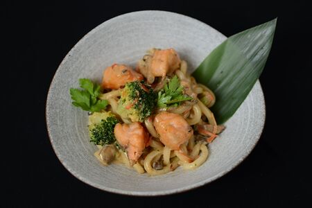 Лапша с семгой