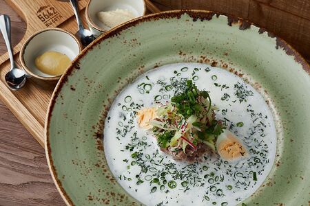 Окрошка на мацони с говядиной