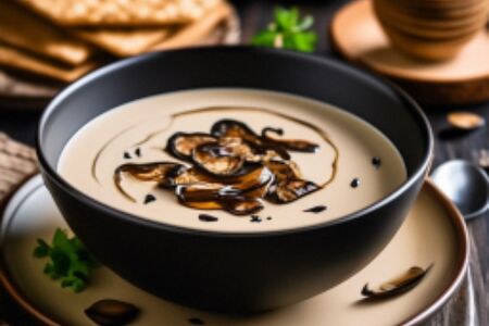 Крем-суп из шампиньонов и жареными белыми грибами