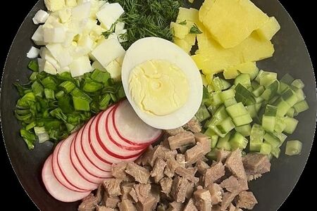 Окрошка с говяжьим языком