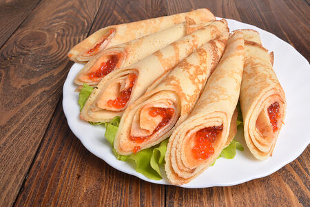 Блинчики с красной икрой