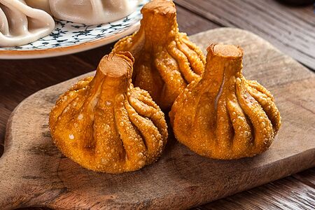 Жареные хинкали с говядиной