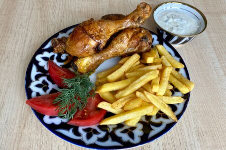 Курочка жареная и гарнир