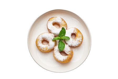 Маленькая порция пончиков с сахарной пудрой