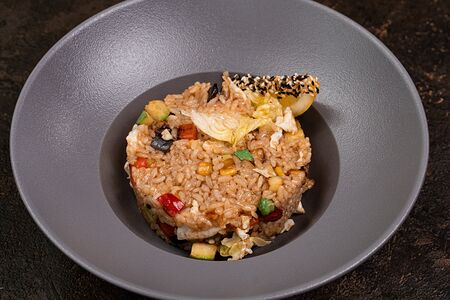 Тяхан с говядиной и овощами