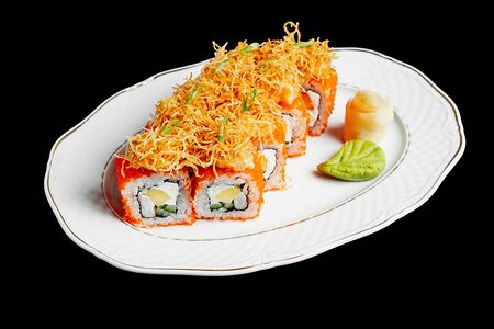 Манго-ролл с лососем и креветкой