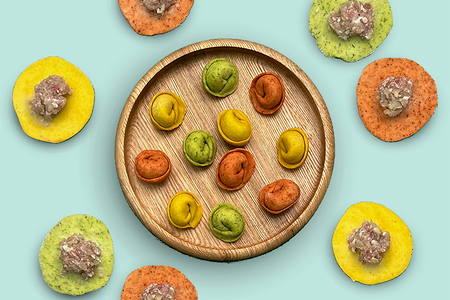 Пельмени цветные