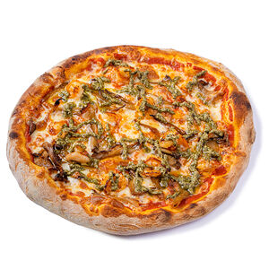 Պիցցա կախասնկով և մանրածովախեցգետնով