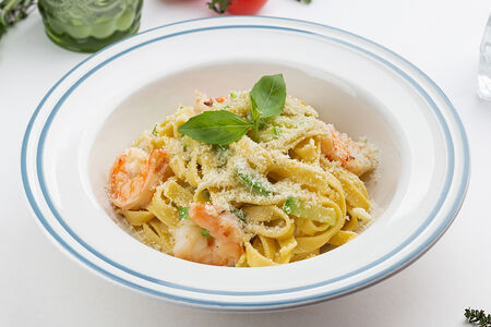 Папарделле с креветками и цукини