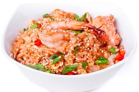 Жареный рис с тигровыми креветками