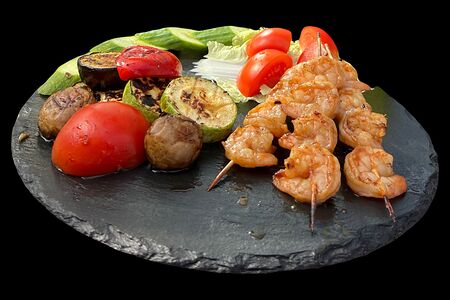 Шашлык из тигровых креветок