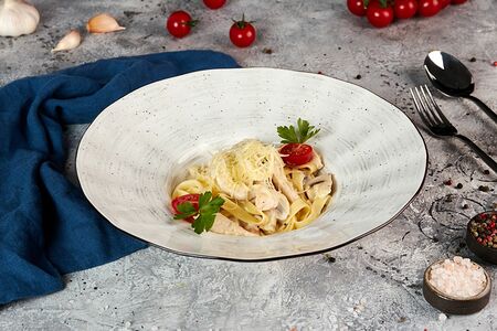 Фетучини курица с грибами