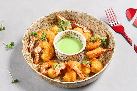 Креветки панко с соусом васаби