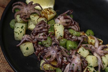 Теплый салат с осьминогом