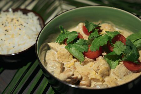 Зеленый Карри с баклажанами