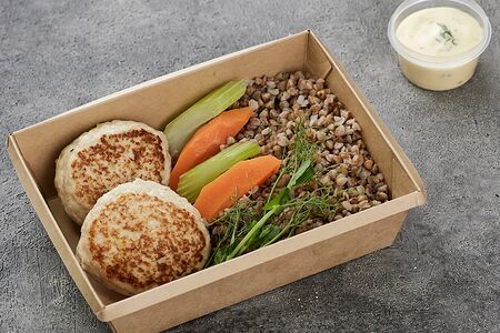 Рубленая котлета куриная с гречкой