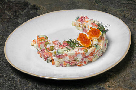 Оливье со слабосолёным лососем