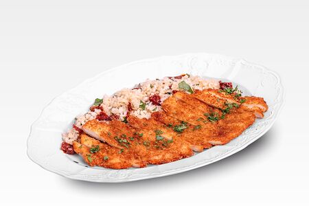 Миланский шницель с рисом