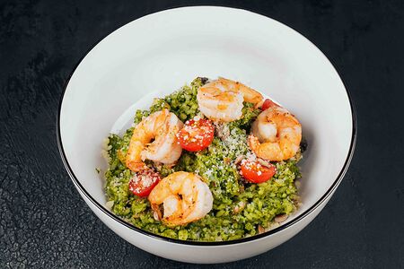 Песто-рис с креветками