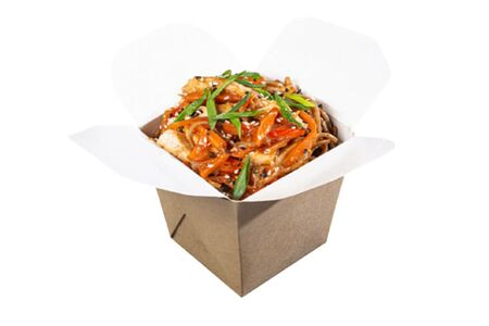 Удон креветка и бекон в сливочном соусе