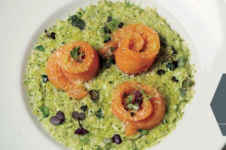 Ризотто со шпинатом и лососем