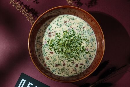 Окрошка на кефире с телятиной