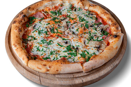 Пицца с ветчиной и грибами