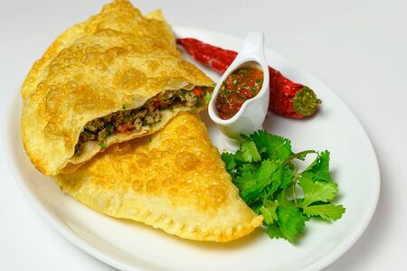 Чебурек с бараниной и зеленью