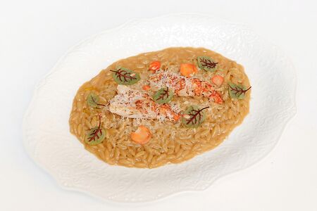 Лимонное орзо с лангустином