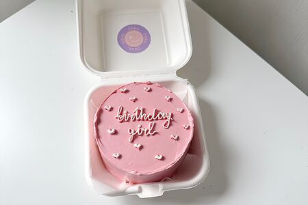 Бенто-торт №7 розовый ваниль-клубника Birthday girl