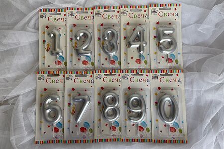 Свеча цифра серебряная